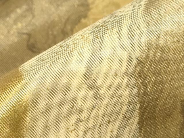 平和屋着物▼六通柄袋帯　墨流し文様　金彩　引箔　正絹　逸品　CABA8945dy
