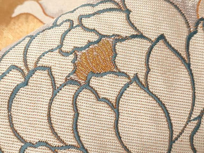 平和屋着物▼六通柄袋帯　唐織　草花文　金糸　正絹　逸品　CABA8958dy