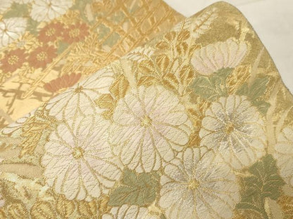 平和屋着物▼六通柄袋帯　唐織　草花文　金銀糸　正絹　逸品　CABA9007dy