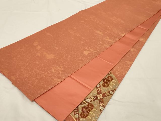平和屋着物▼太鼓柄袋帯　駒刺繍　地紙花鳥文　金銀彩　正絹　逸品　CABA9045dy
