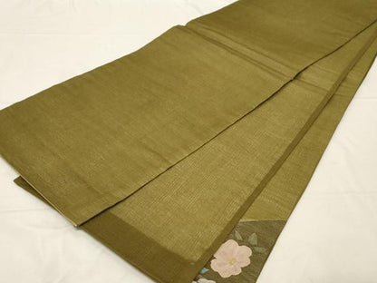 平和屋着物▽スリーシーズン 春夏秋 太鼓柄袋帯 すくい織 草花文 金糸 正絹 逸品 CABA9048dy