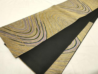 平和屋着物▼六通柄袋帯　流水文　金糸　正絹　逸品　CABA9069dy
