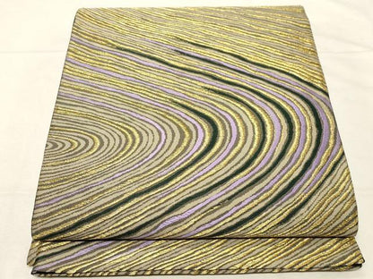 平和屋着物▼六通柄袋帯　流水文　金糸　正絹　逸品　CABA9069dy