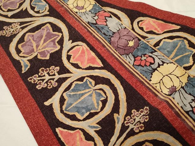 平和屋着物●全通柄九寸名古屋帯　草花文　鬼しぼ縮緬　正絹　逸品　未使用　CABA9118dy 平和屋着物○全通柄九寸名古屋帯 草花文 鬼しぼ縮緬