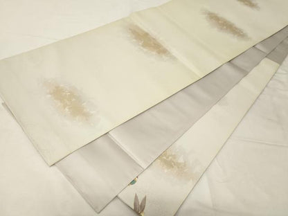 平和屋着物●六通柄袋帯　吉祥福良雀　金銀糸　研ぎ出し引箔　正絹　逸品　CABA9124dy