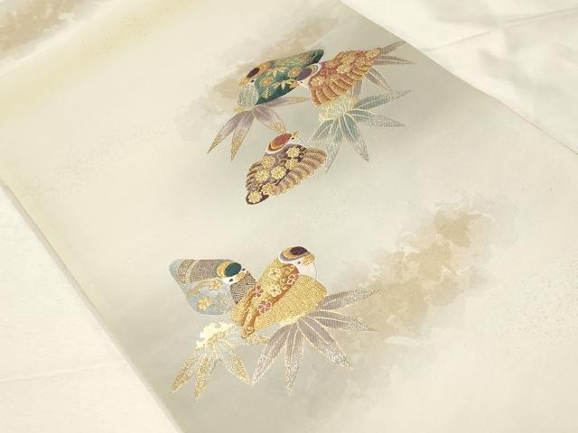 平和屋着物●六通柄袋帯　吉祥福良雀　金銀糸　研ぎ出し引箔　正絹　逸品　CABA9124dy 平和屋着物○六通柄袋帯 吉祥福良雀 金銀糸 研ぎ出し引箔 正絹