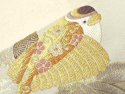 平和屋着物●六通柄袋帯　吉祥福良雀　金銀糸　研ぎ出し引箔　正絹　逸品　CABA9124dy
