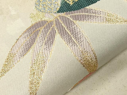 平和屋着物●六通柄袋帯　吉祥福良雀　金銀糸　研ぎ出し引箔　正絹　逸品　CABA9124dy