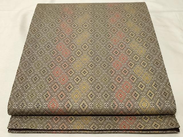 平和屋着物●全通柄袋帯 菱花文 正絹 逸品 CABA9127dy