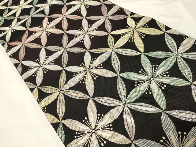平和屋着物●両面　全通柄袋帯　皇金華山　花尽くし文　黒地　金銀糸　正絹　逸品　CABA9130dy 平和屋着物○両面 全通柄袋帯 皇金華山 花尽くし文 黒地