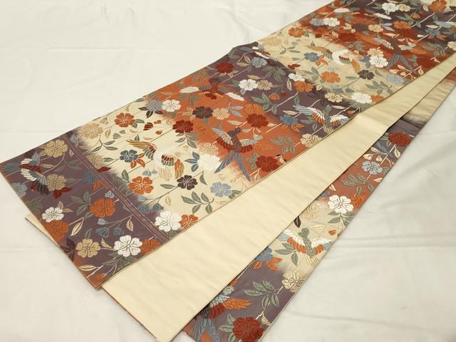 平和屋着物●六通柄袋帯　唐織　花鳥文　金糸　正絹　逸品　CABA9132dy