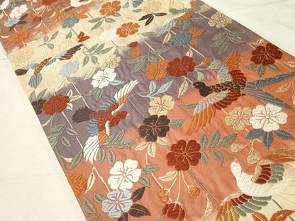 平和屋着物●六通柄袋帯　唐織　花鳥文　金糸　正絹　逸品　CABA9132dy