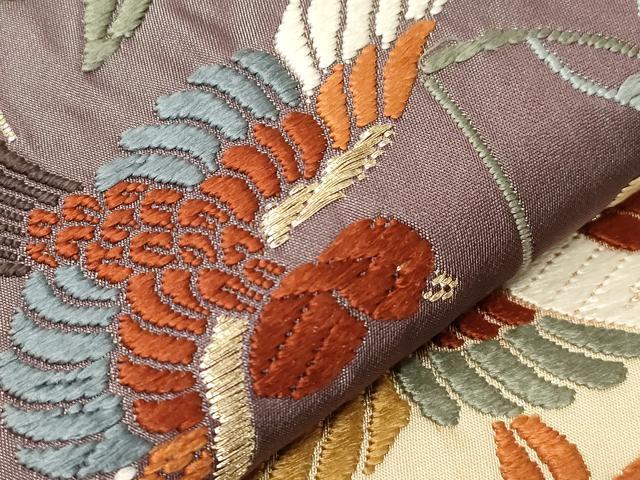 平和屋着物●六通柄袋帯　唐織　花鳥文　金糸　正絹　逸品　CABA9132dy