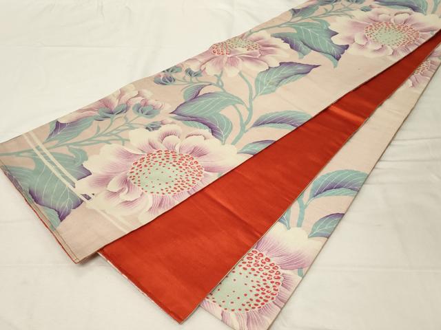 雨の日セール【美品・大正ロマン】アンティーク、ガーリーな洋花デザイン☆正絹京袋帯 雨の日セール【美品・大正ロマン】アンティーク、ガーリーな洋花