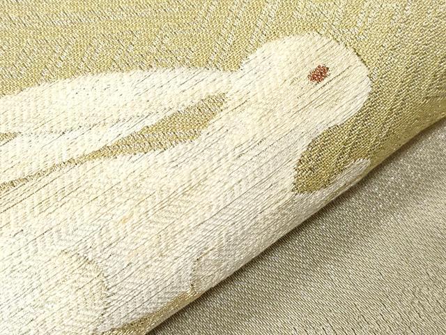 平和屋着物○太鼓柄袋帯 雪輪 月兎 金糸 正絹 逸品 CABA9136dy