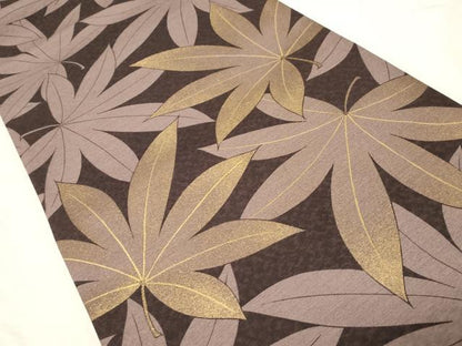 平和屋着物●全通柄袋帯　楓文　金彩　正絹　逸品　CABA9147dy