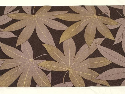 平和屋着物●全通柄袋帯　楓文　金彩　正絹　逸品　CABA9147dy