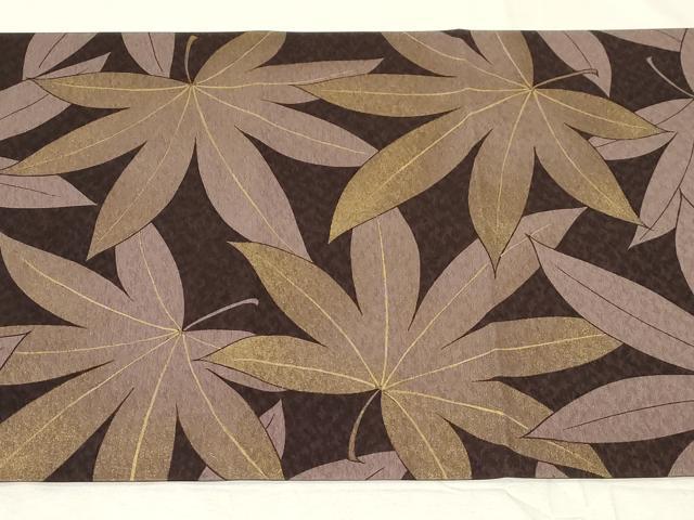 平和屋着物●全通柄袋帯　楓文　金彩　正絹　逸品　CABA9147dy