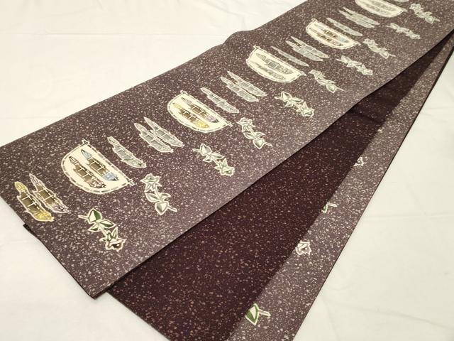 平和屋着物●全通柄袋帯　本場染大島紬　型染め　魚　正絹　逸品　未使用　CABA9151dy 平和屋着物○全通柄袋帯 本場染大島紬 型染め 魚 正絹 逸品