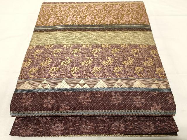 平和屋着物●両面　全通柄袋帯　花兎　荒磯　名物裂　金糸　やまと誂製　正絹　逸品　未使用　CABA9156dy 平和屋着物○両面 全通柄袋帯 花兎 荒磯 名物裂 金糸 やまと