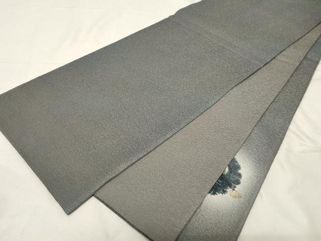 平和屋着物○太鼓柄袋帯 絞り 雪輪草木文 銀通し地 正絹 逸品