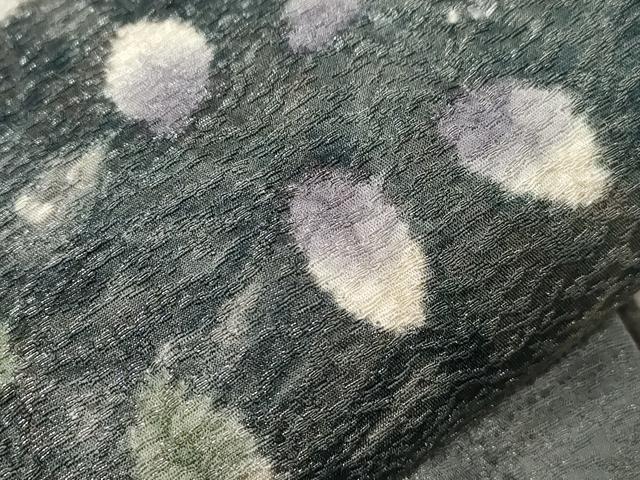 平和屋着物○太鼓柄袋帯 絞り 雪輪草木文 銀通し地 正絹 逸品