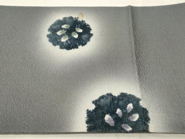 平和屋着物●太鼓柄袋帯　絞り　雪輪草木文　銀通し地　正絹　逸品　CABA9159dy 平和屋着物○太鼓柄袋帯 絞り 雪輪草木文 銀通し地 正絹 逸品