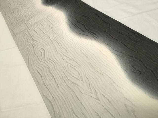 平和屋着物○全通柄袋帯 ふくれ織 杢目文 金通し地