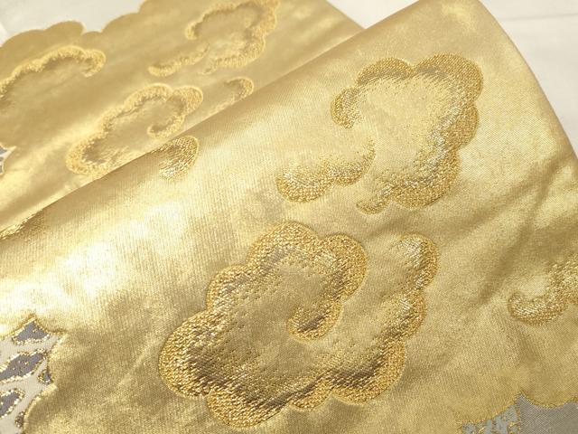平和屋着物●ジャパンオートクチュール　渡辺雪三郎　六通柄袋帯　雲重ね文　金銀糸　引箔　正絹　逸品　CABA9164dy 平和屋着物○ジャパンオートクチュール 渡辺雪三郎 六通柄袋帯 雲重ね文