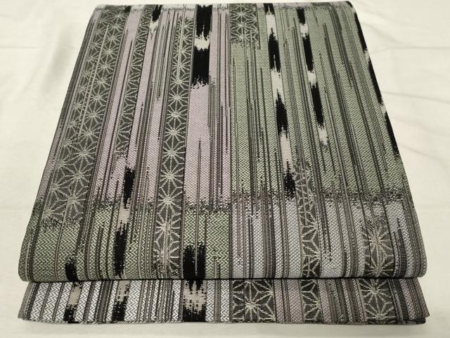 平和屋着物●六通柄袋帯　唐織　麻の葉間道　正絹　逸品　CABA9174dy 平和屋着物○六通柄袋帯 唐織 麻の葉間道 正絹 逸品 CABA9174dy