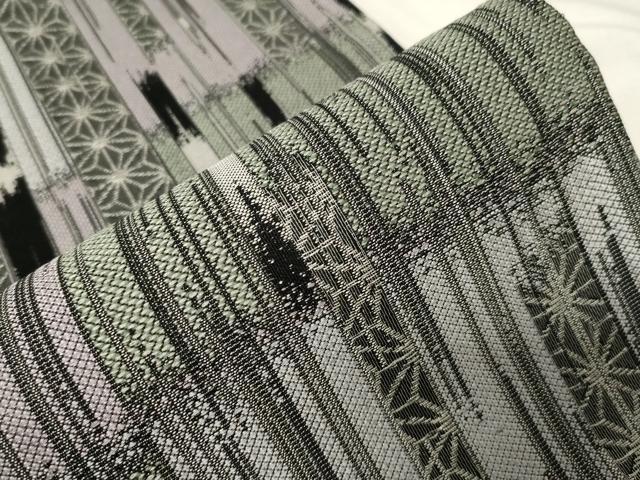 平和屋着物●六通柄袋帯　唐織　麻の葉間道　正絹　逸品　CABA9174dy 平和屋着物○六通柄袋帯 唐織 麻の葉間道 正絹 逸品 CABA9174dy