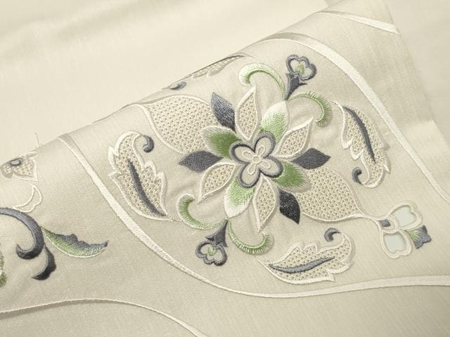 平和屋着物●中国三大刺繍　スワトウ刺繍　総刺繍　九寸名古屋帯　紬地　更紗文　正絹　逸品　未使用　CABA9176dy