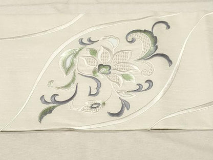 平和屋着物●中国三大刺繍　スワトウ刺繍　総刺繍　九寸名古屋帯　紬地　更紗文　正絹　逸品　未使用　CABA9176dy