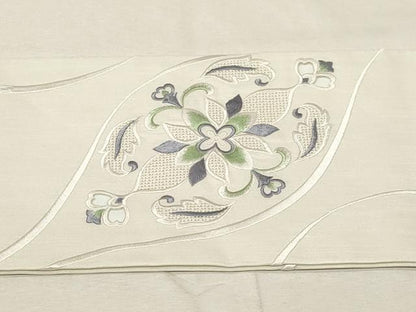 平和屋着物●中国三大刺繍　スワトウ刺繍　総刺繍　九寸名古屋帯　紬地　更紗文　正絹　逸品　未使用　CABA9176dy