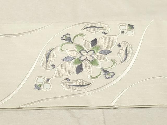 平和屋着物●中国三大刺繍　スワトウ刺繍　総刺繍　九寸名古屋帯　紬地　更紗文　正絹　逸品　未使用　CABA9176dy