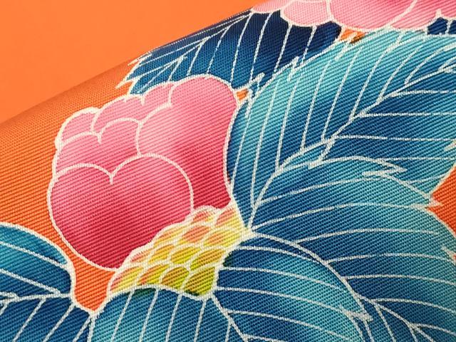 平和屋着物●塩瀬　九寸名古屋帯　友禅　草花文　正絹　逸品　CABA9178dy