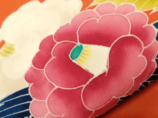 平和屋着物●塩瀬　九寸名古屋帯　友禅　草花文　正絹　逸品　CABA9178dy