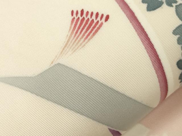 平和屋着物○塩瀬 九寸名古屋帯 孔雀草花文 正絹 逸品 CABA9183dy