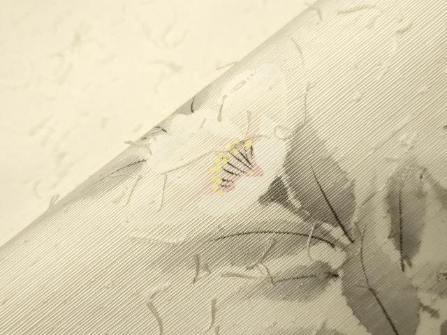 平和屋着物●九寸開き名古屋帯　髭紬　手描き　草花文　金彩　正絹　逸品　CABA9195dy