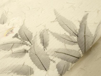 平和屋着物●九寸開き名古屋帯　髭紬　手描き　草花文　金彩　正絹　逸品　CABA9195dy