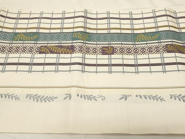 平和屋着物●本場筑前博多織　八寸名古屋帯　格子草木文　献上　正絹　逸品　CABA9200dy
