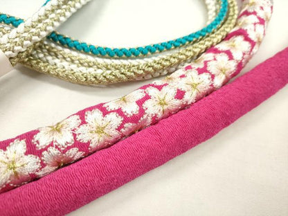 平和屋着物●和装小物　振袖用帯締め　丸ぐけ　刺繍　小桜　小田巻き　金糸　未使用　CABA9383ju
