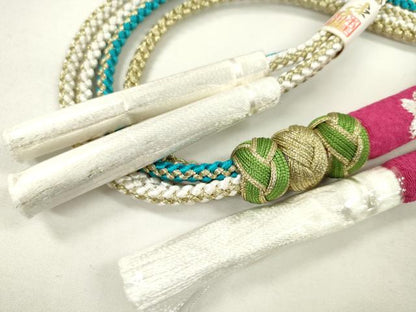 平和屋着物●和装小物　振袖用帯締め　丸ぐけ　刺繍　小桜　小田巻き　金糸　未使用　CABA9382ju