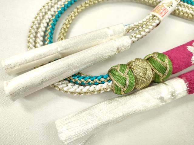 平和屋着物●和装小物　振袖用帯締め　丸ぐけ　刺繍　小桜　小田巻き　金糸　未使用　CABA9380ju