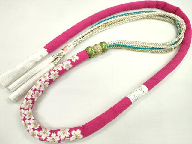 平和屋着物●和装小物　振袖用帯締め　丸ぐけ　刺繍　小桜　小田巻き　金糸　未使用　CABA9382ju
