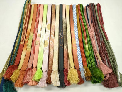 平和屋着物●和装小物　帯締め20本セット　高麗組　笹浪組　畝組　丸組　金糸　未使用あり　逸品　CABA9564ju