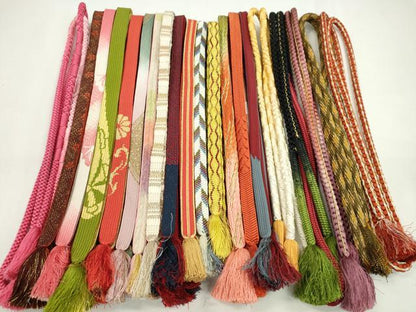 平和屋着物●和装小物　帯締め20本セット　高麗組　浮き目絡み　唐組　笹浪組　鴨川組　金糸　未使用あり　逸品　CABA9565ju