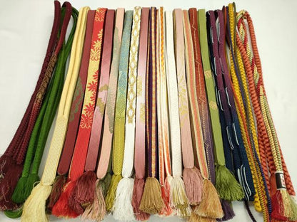平和屋着物●和装小物　帯締め20本セット　高麗組　浮き目絡み　冠組　礼装用　奈良組　金銀糸　未使用あり　逸品　CABA9574ju
