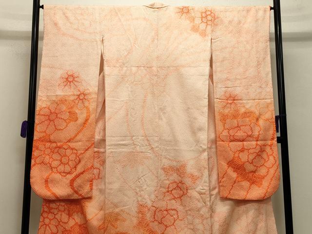 平和屋着物●豪華振袖　総絞り　舞花文　暈し染め　正絹　逸品　CABA9608gh