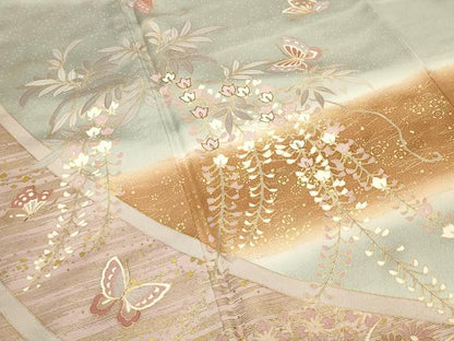 平和屋着物●訪問着　花蝶文　暈し染め　金彩　正絹　逸品　CABA9623gh